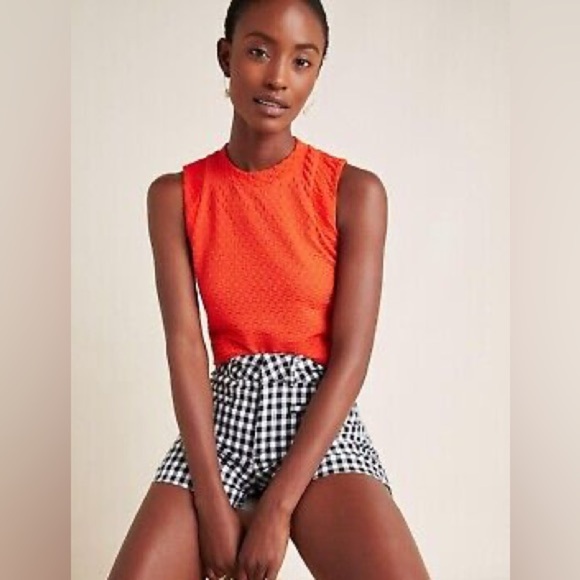 Maeve by Anthropologie Jacquard Sleeveless Top Red/Orange Medium EUC - Picture 10 of 11